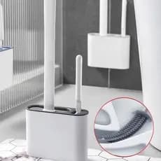 Escova de Silicone 2 em 1 para Vaso Sanitário - Base de Banheiro Privada, Alta Eficiênci