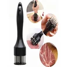 1 peça Amaciador Batedor de Carne Bife Com Furador Manual Aço Inox Cor preto