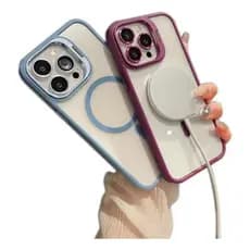 Capinha capa case magsafe + proteção lente câmera para iphone 11 12 13 14 15 16