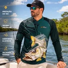Camisa, Camiseta, Blusa  De Pesca, Pescaria proteção Uv50+, pescador de Robalo