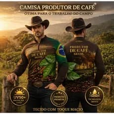 CAMISAS, CAMISETA, BLUSA PROTEÇÃO UV50+ ESTILO AGRO, AGROPECUARIA, AGRICULTOR CAFE