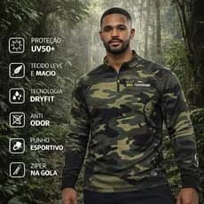 CAMISA, CAMISETA CAMUFLADA DE PESCA, BLUSA DE  PESCARIA COM PROTECAO SOLAR UV50+