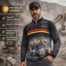 CAMISA, CAMISETA TRATOR UV50+ RETROESCAVADEIRA, MINERAÇÃO