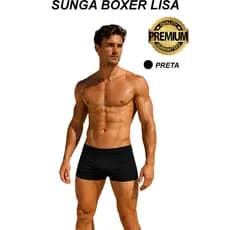SUNGA BOXER, BOX, LISA, BASICA DE PRAIA MASCULINA UV50+ FORRADA - PREMIUM PRETA, AZUL MARINHO, CINZA