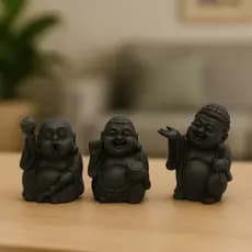 Kit 3 Budas da Prosperidade Riqueza e Sorte Decoração Feng Shui Estátuas Decorativas Casa Escritório