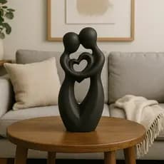 Escultura estatua busto Casal Coração Amor Eterno Decoração Moderna Minimalista Sala Quarto Romântico