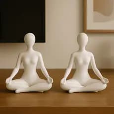 Kit 2 estatua busto Mulher Meditando yoga Minimalista Zen Decoracao Elegante Inspirador Equilibrio Harmonia escritório