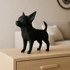 Escultura estatua Decorativa Cachorro pet Chihuahua pinscher Estilo Geométrico Moderno Decoração Sala Escritório Quarto