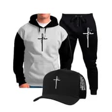 Conjunto Moletom Flanelado Calça Blusa Boné Fé Religião Gospel Unissex Oferta