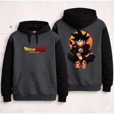 Moletom Dragon Ball Z Goku Anime Desenho Casaco Estampa Frente e costas infantil e Adulto Com Capuz Flanelado Unissex