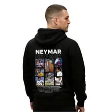 Moletom Canguru e Capuz Adulto e Infantil Streetwear Neymar Jr Jogador Futebol Brasil Premium Unissex Star