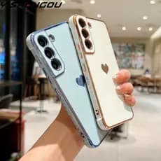 Capa De Luxo Para Samsung Galaxy S24 Plus Ultra S23 FE S23 S22 S21 S20 A52 A53 S22 S21 A13 5G A12 Telefone Com Padrão De Coração Do Lado Amor