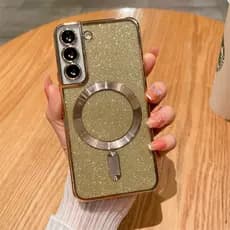 Capa Magnética Brilhante De Luxo Para Telefone Samsung Galaxy S23 Plus S23 Ultra S22 S21 S21FE Com Proteção Da Lente Câmera Macia À Prova De Choque