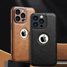 Capa Traseira De Couro PU Slim Cor Sólida Para iPhone 15 Pro Max , 13 , 11 , 12 14Plus 11 XR Xs Com Logotipo original Hole
