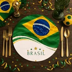 Capa de Sousplat 35x35 Copa do Mundo 2026 | Jogo Americano Brasil | Opção 4 ou 6 Lugares | Decoração Mesa Futebol