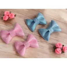 Mini Laço de Cabelo Infantil 4cm Parzinho Bico de Pato com Antideslizante Rosa Azul Menina