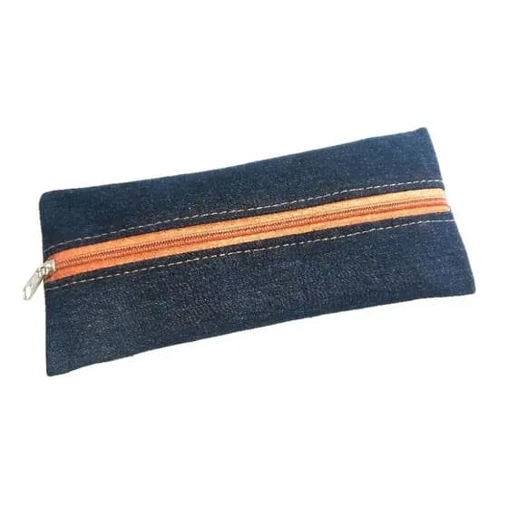 10 Estojo Jeans com Brilho Bolsinha Necessaire para Lembrancinha Brinde Volta as Aulas Escolar Lápis Caneta Maquiagem