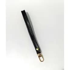 Couro Legítimo Alça para Bolsa de Mão Carteira Clutch Dobrada e Costurada 17cmX1 cm Preta Metais Dourados ou Prata