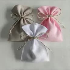 10 Saquinho para Lembrancinha Linho Poliéster 8X12 e 10X15 Sachê Bem Casado Tecido Casamento Aniversário Bebê Nascimento