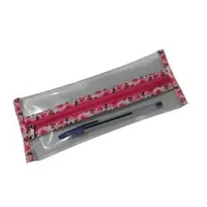 Estojo Necessaire Transparente Floral Escolar Porta Maquiagem Lápis