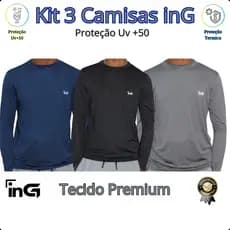 kit 3 Camisas Proteção Solar Uv+50 Camiseta Segunda Pele Térmica Promoção Premium Várias Cores