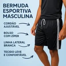 Bermuda Esportiva Masculina Secagem Rápida com Listras e Cordão | P ao G5 (73)