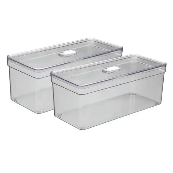 2un Organizador Porta Ovos Geladeira 6,8l Tampa Transparente