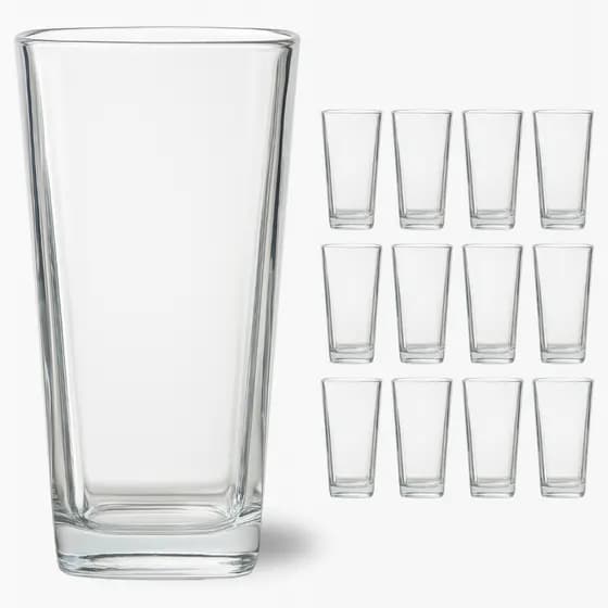 Conjunto 12 Copos de Vidro Quadrado 260ml Long Drink Alto Elegante – The Flash House