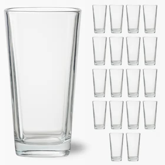 Jogo com 18 Copos de Vidro 260ml – Chopp, Whisky, Água, Drinks Design Elegante - The Flash House