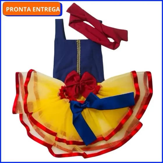 Body bebê temático branca de neve mesvesário infantil+laço+Tule+capa menina