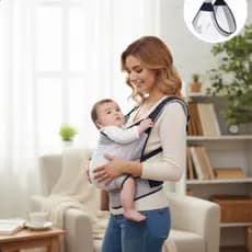Canguru Ergonômico para Bebê – Alças Ajustáveis, Tecido Respirável e Dobrável