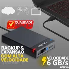 Case Externo HD SSD 2.5 e 3.5 SATA com Fonte USB 3.0 LED para PC Notebook