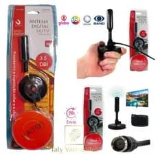 Antena Digital  Interna e Externa HDTV Prova da Água com Cabo 5 metros