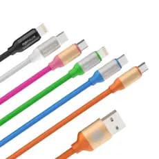 Cabo carrergador Emborraçado para entradas V8 - Tipo C - Lightning ( cores aleatorias ) 1,2Mts