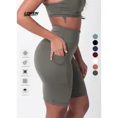 Short Academia Fitness Feminino Com Bolso e Cintura Alta Zero Transparencia