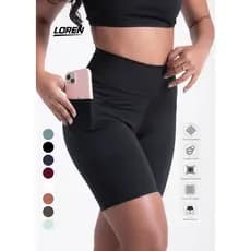 Short Feminino Fitness Academia com Bolso Zero Transparencia Academia Moda Feminina