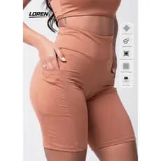 Short Academia Fitness Feminino Com Bolso e Cintura Alta Zero Transparencia