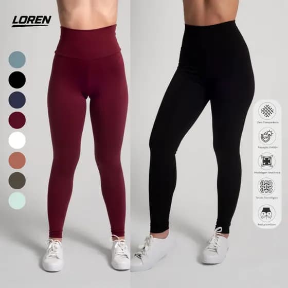 Kit Calça Leg Fitness Cintura Alta Zero Transparência Calça Legging Feminina Academia