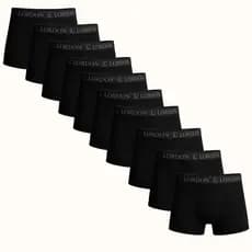 Kit 10 Cuecas Boxer Plus Size Básica Preta Microfibra Lisa