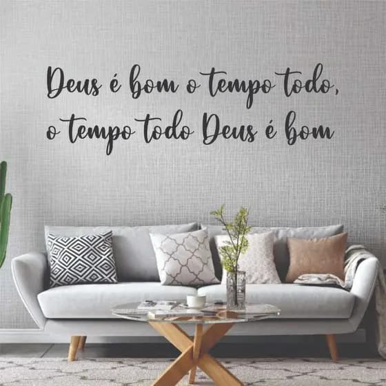 Frase Deus é bom o tempo todo em MDF Cru Quadro Decorativo Religioso