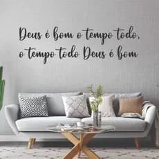 Frase Deus é bom o tempo todo em MDF Cru Quadro Decorativo Religioso