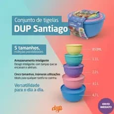 Conjunto de Tigelas Com Tampa - DUP Santiago - 5 Peças - 5 Tamanhos