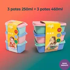 Conjunto Potes Herméticos 250ml ou 460ml Com Tampa - DUP Kids - Resistente - BPA Free