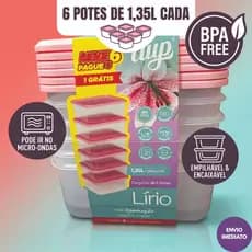 Leve 6 Pague 5 - Conjunto Potes 1,35 Litros DUP Lírio Com Tampa