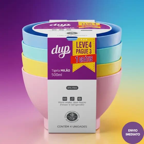 Leve 4 Pague 3 - Conjunto Tigelas Milão 300ml ou 500ml Color - DUP Bowl