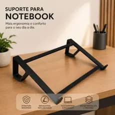 Suporte para Notebook Ergonômico Preto | Base Elevada Portátil | Ajustável com ou sem Estruturas Centrais | Anti-Desliza