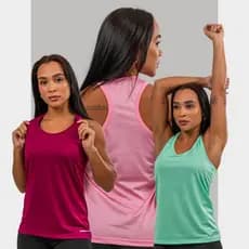Regata Nadador Feminina Academia Camiseta DryFit com Microfuros para Musculação caminhadas e Treinos