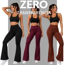 Calça Flare Bailarina Boca De Sino Cintura Bem Alta Zero Transparência