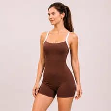 Macaquinho Feminino Modelador Curto de Academia Premium Alça Bicolor Slim Fitness