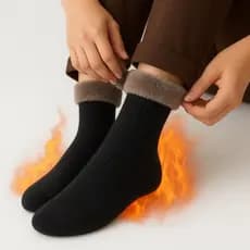 Meia Térmica Frio Inverno Forrada Grossa Masculina Feminina Meias Quente Peluciada Canelada Premium